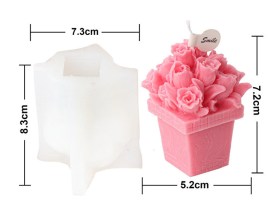 Molde silicona maceta cuadrada con flores